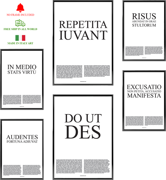 Set 6 Stampe Proverbi Latini "Quattuor"